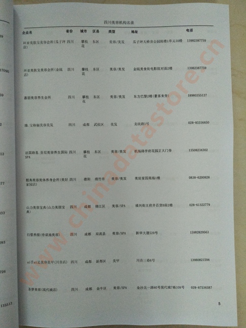 四川美容機(jī)構(gòu)企業(yè)黃頁(yè)收錄了最新的四川美容機(jī)構(gòu)企業(yè)名單，具有極高的營(yíng)銷價(jià)值，實(shí)實(shí)在在提高銷售業(yè)績(jī)
